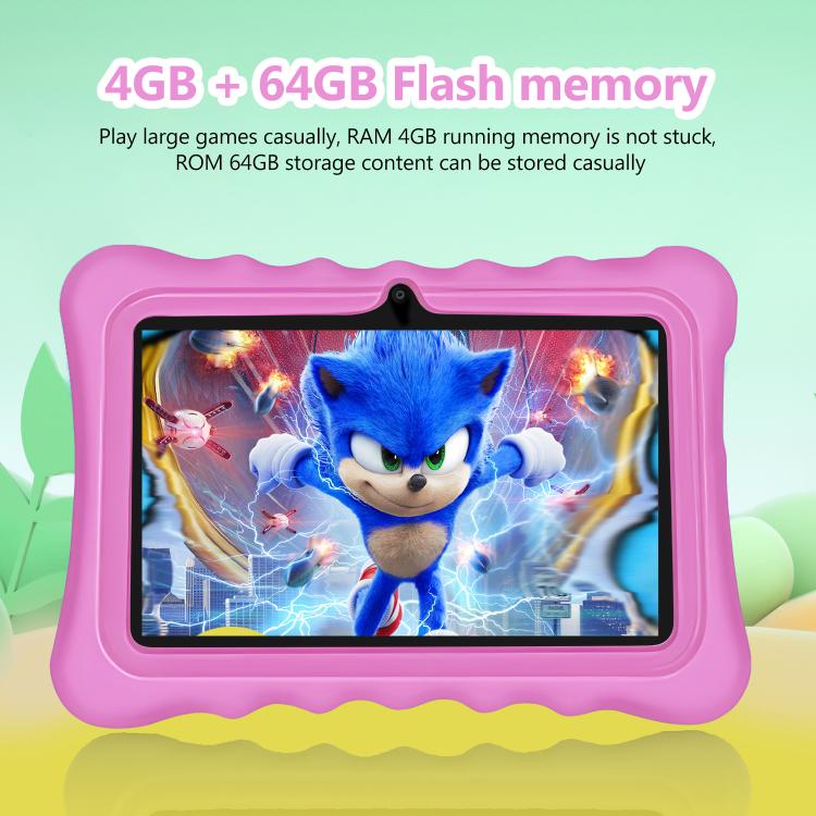 BDF T7 7 Zoll WiFi Kids Tablet PC mit Silikonhülle, 2GB+32GB, Android 8.1 MTK6735 Quad Core CPU, US-Stecker, 4GB+64GB