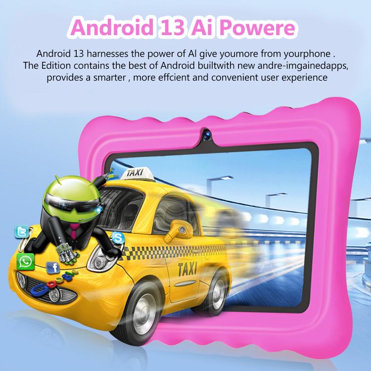 BDF T7 7 Zoll WiFi Kids Tablet PC mit Silikonhülle, 2GB+32GB, Android 8.1 MTK6735 Quad Core CPU, US-Stecker, 4GB+64GB