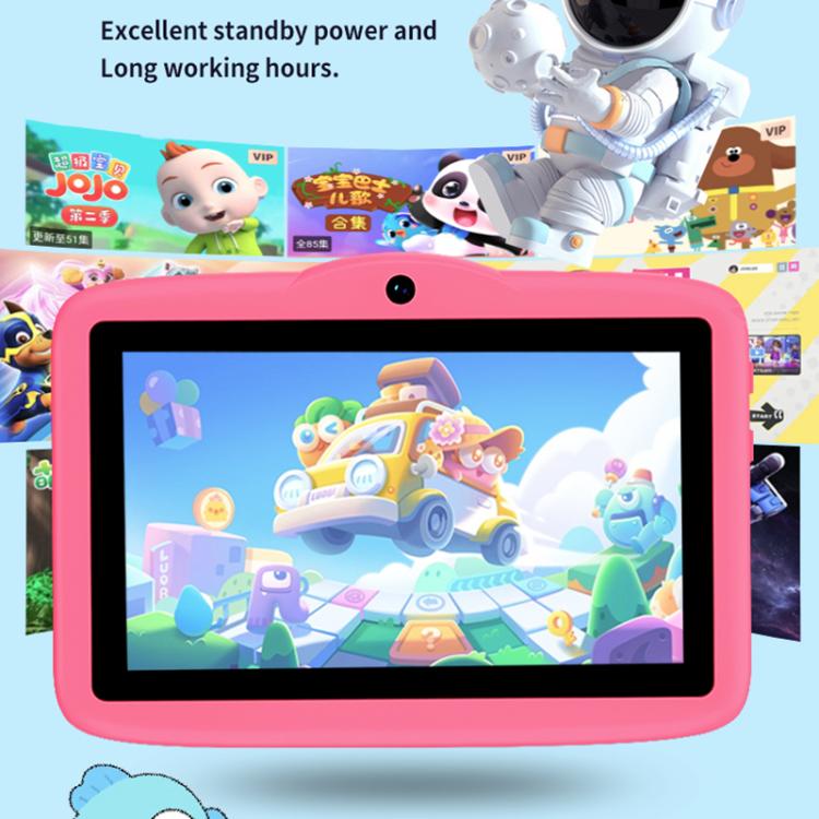 BDF 7-Zoll-WiFi-Kinder-Tablet-PC mit Pilz-Silikonhülle, 2 GB+32 GB, Android 8.1 MTK6735 Quad-Core-CPU, US-Stecker, 4 GB+64 GB