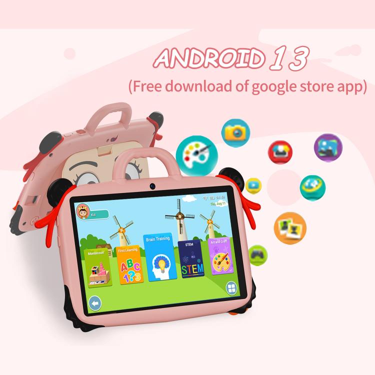 BDF 7 Zoll WiFi Kids Tablet PC mit Nezha Silikonhülle, 2GB+32GB, Android 8.1 MTK6735 Quad Core CPU, US-Stecker, 4GB+64GB