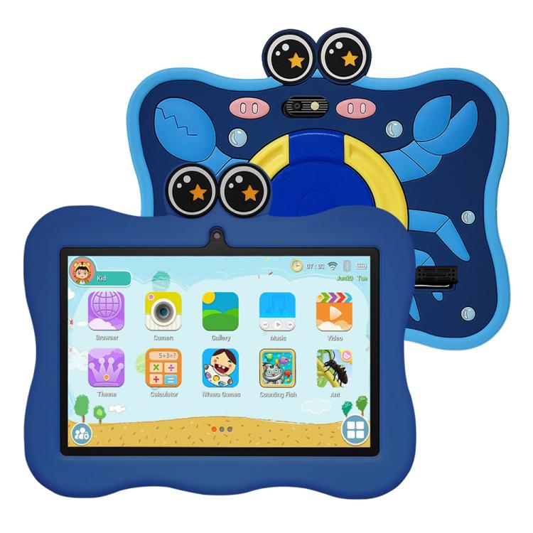 BDF 7 Zoll WiFi Kinder Tablet PC mit Krabben-Silikonhülle, 1GB+16GB, Android 8.1 MTK6735 Quad-Core CPU, US-Stecker, 3GB+32GB