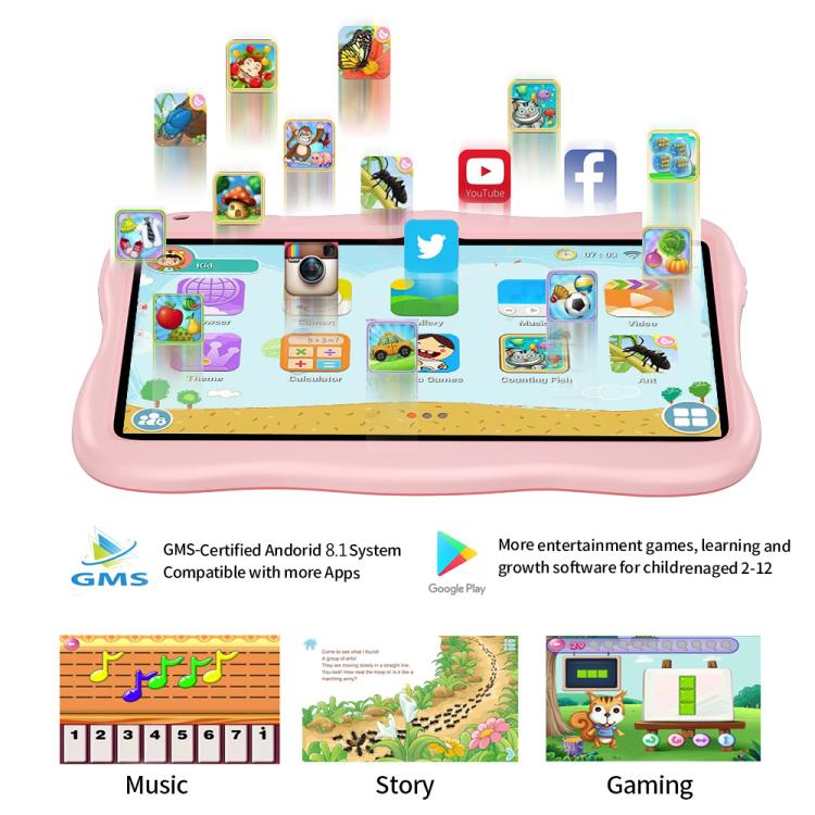 BDF 7 Zoll WiFi Kinder-Tablet-PC mit Spaceman-Silikonhülle, 1GB+16GB, Android 8.1 MTK6735 Quad Core CPU, US-Stecker, 3GB+32GB