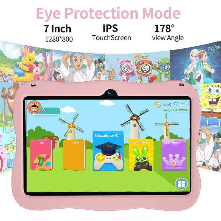 BDF 7 Zoll WiFi Kinder Tablet PC mit Space-Man Silikonhülle, 2GB+32GB, Android 8.1 MTK6735 Quad Core CPU, US Stecker, 4GB+64GB