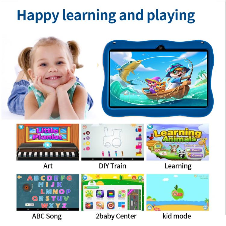 BDF 7 inch WiFi Kids Tablet PC with Spaceman Silicone Case, 2GB+32GB, Android 8.1 MTK6735 Quad Core CPU, US Plug, 4GB+64GB