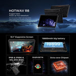 HOTWAV Tab R8 IP68/IP69K Robustes Tablet, 4GB+128GB, 10,1 Zoll Android 14 Unisoc T606 Octa-Core 4G-Netzwerk, Globale Version mit Google Play, EU-Stecker, Tab R8