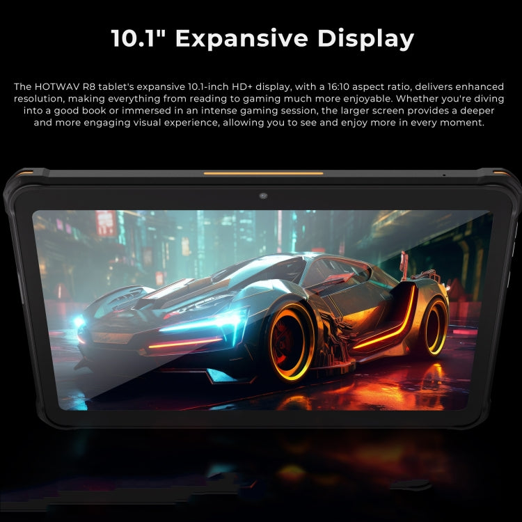 HOTWAV Tab R8 IP68/IP69K Robustes Tablet, 4GB+128GB, 10,1 Zoll Android 14 Unisoc T606 Octa-Core 4G-Netzwerk, Globale Version mit Google Play, EU-Stecker, Tab R8