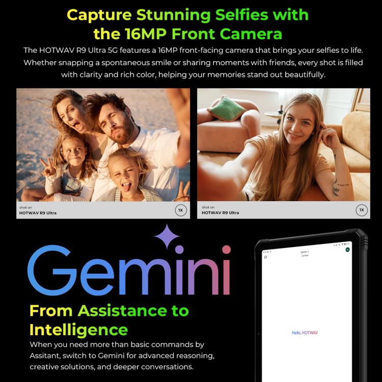 HOTWAV Tab R9 Ultra IP68/IP69K Robustes Tablet, 8GB+512GB, 11 Zoll Android 15 Unisoc T8200 Octa Core 5G Netzwerk, Globale Version mit Google Play, EU Stecker, Tab R9 Ultra