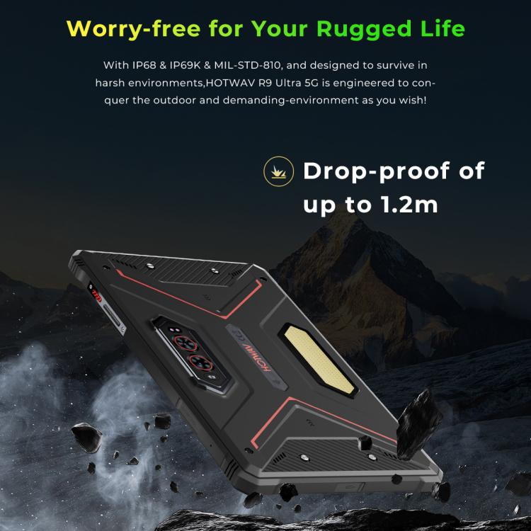 HOTWAV Tab R9 Ultra IP68/IP69K Robustes Tablet, 8GB+512GB, 11 Zoll Android 15 Unisoc T8200 Octa Core 5G Netzwerk, Globale Version mit Google Play, EU Stecker, Tab R9 Ultra