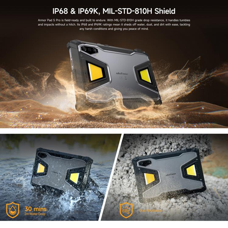 Ulefone Armor Pad 5 Pro Outdoor-Tablet-PC, 12 GB + 512 GB, 11 Zoll Android 15 MediaTek Dimensity 7400X Octa-Core 5G-Netzwerk, EU-Stecker, Armor Pad 5 Pro