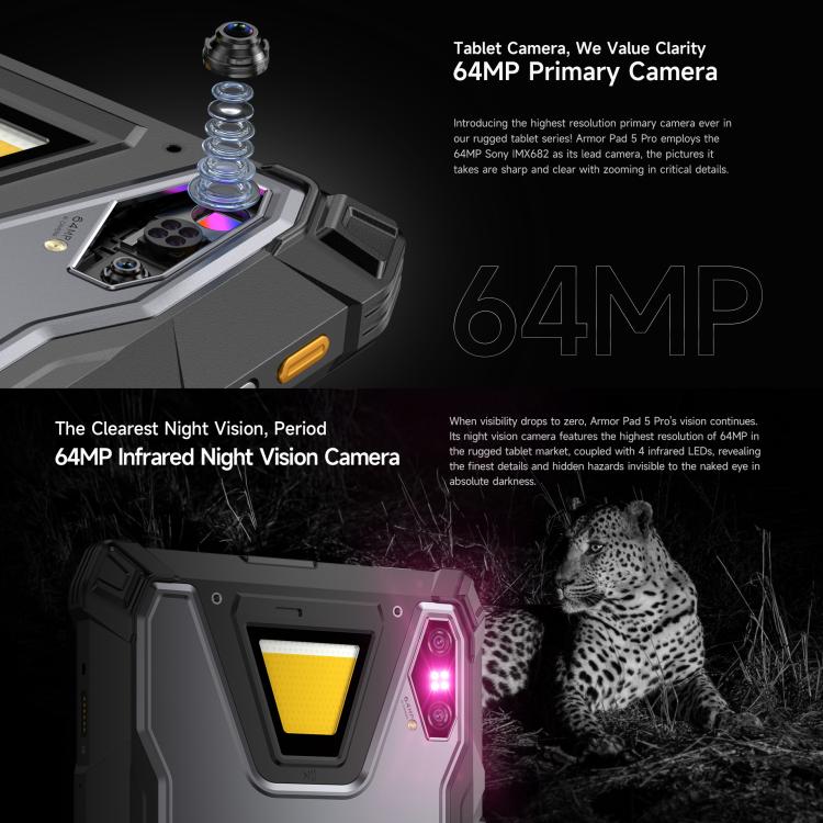Ulefone Armor Pad 5 Pro Outdoor-Tablet-PC, 12 GB + 512 GB, 11 Zoll Android 15 MediaTek Dimensity 7400X Octa-Core 5G-Netzwerk, EU-Stecker, Armor Pad 5 Pro