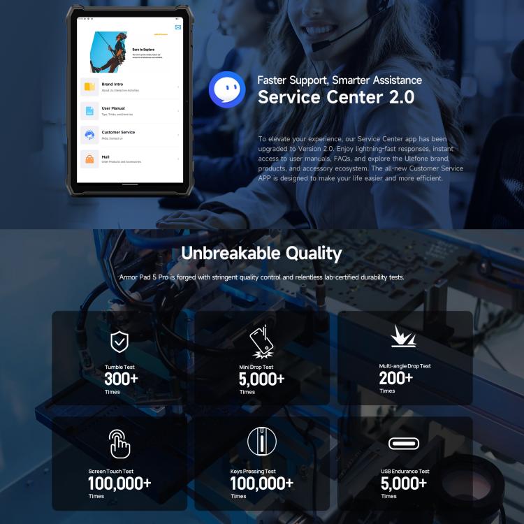 Ulefone Armor Pad 5 Pro Outdoor-Tablet-PC, 12 GB + 512 GB, 11 Zoll Android 15 MediaTek Dimensity 7400X Octa-Core 5G-Netzwerk, EU-Stecker, Armor Pad 5 Pro