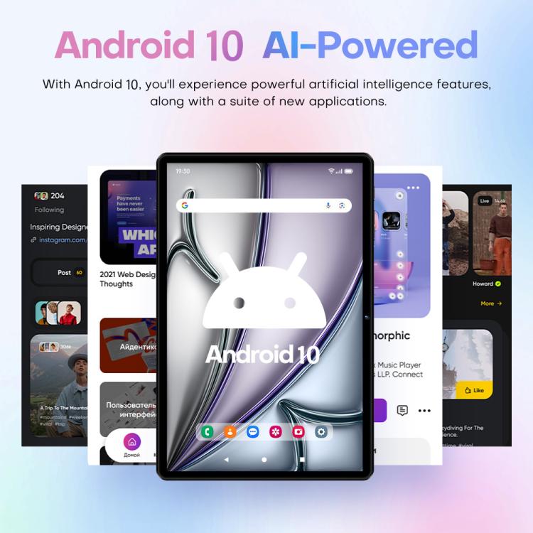 Pad 8 Pro 10,1 Zoll 4G LTE Tablet PC Combo Set, 4GB+32GB, Android 10 MT6755 Octa Core, mit Tastatur / Maus / Lederhülle, EU Stecker