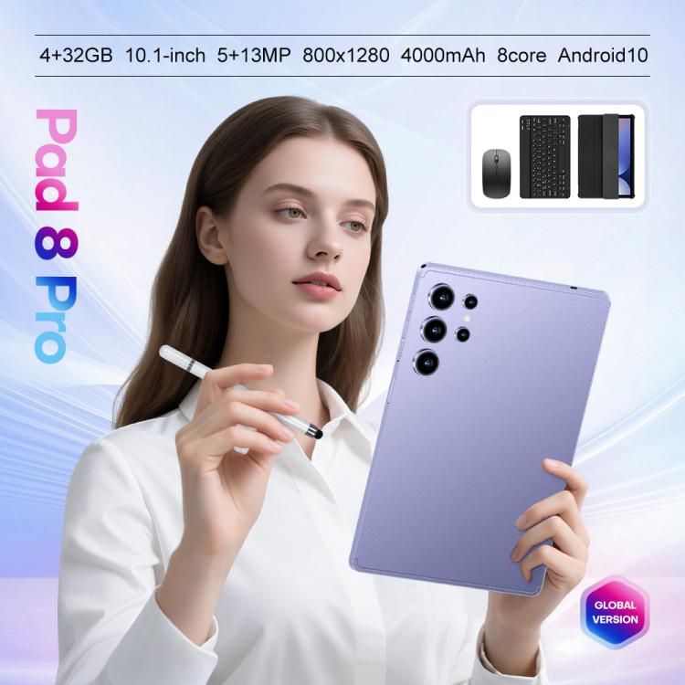 Pad 9 Pro 10.1 Zoll 4G LTE Tablet-PC-Kombiset, 4 GB + 32 GB, Android 10 MT6755 Octa Core, mit Tastatur / Maus / Lederhülle, EU-Stecker
