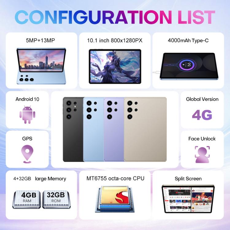 Pad 9 Pro 10.1 Zoll 4G LTE Tablet-PC-Kombiset, 4 GB + 32 GB, Android 10 MT6755 Octa Core, mit Tastatur / Maus / Lederhülle, EU-Stecker
