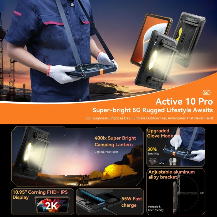 Blackview Active 8 Pro 5G Outdoor-Tablet, 12GB+256GB, 10.95 Zoll Android 14 Dimensity 7300 Octa Core, Globale Version mit Google Play, 12GB+256GB