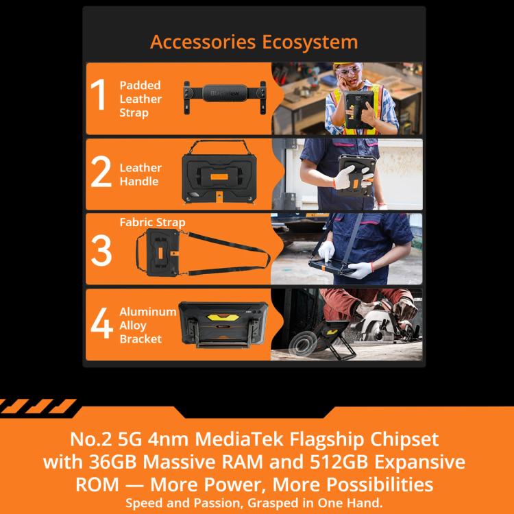 Blackview Active 10 Pro 5G Rugged Tablet, 12 GB + 512 GB, 10,95 Zoll Android 14 Dimensity 7300 Octa Core, globale Version mit Google Play, 12 GB + 512 GB