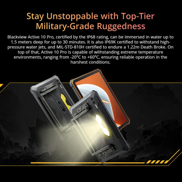 Blackview Active 10 Pro 5G Rugged Tablet, 12 GB + 512 GB, 10,95 Zoll Android 14 Dimensity 7300 Octa Core, globale Version mit Google Play, 12 GB + 512 GB