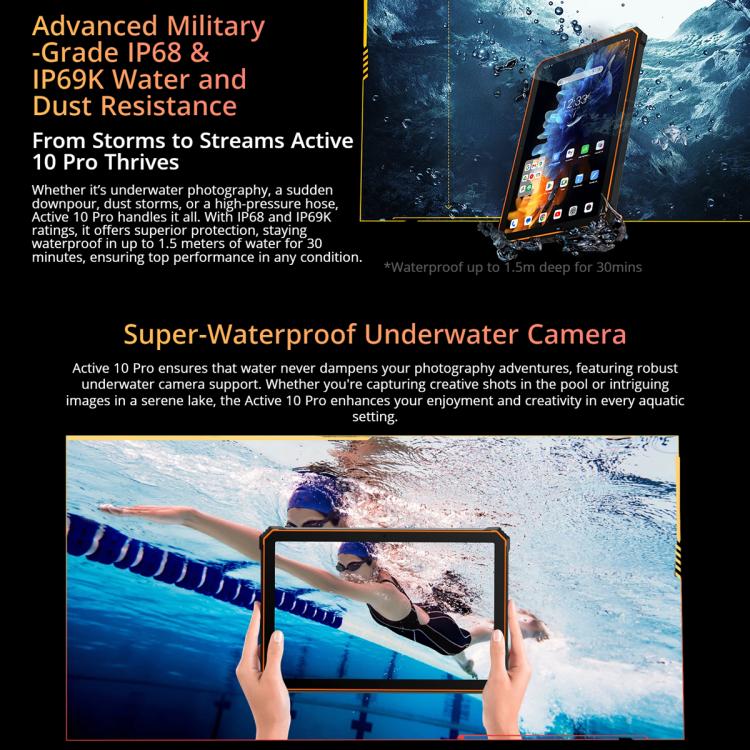 Blackview Active 10 Pro 5G Rugged Tablet, 12 GB + 512 GB, 10,95 Zoll Android 14 Dimensity 7300 Octa Core, globale Version mit Google Play, 12 GB + 512 GB