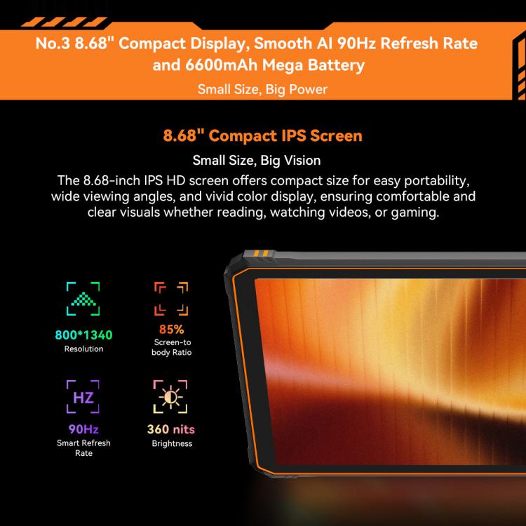 Blackview Active 5 4G Robustes Tablet, 8GB+128GB, 8,68 Zoll Android 14 Unisoc UMS9230E T615 Octa Core, Globale Version mit Google Play, Active 5