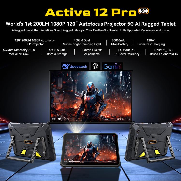 Blackview Active 12 Pro 5G Outdoor-Tablet, 12GB+256GB, 11 Zoll Android 15 Dimensity 7300 Octa Core, Globale Version mit Google Play, 12GB+256GB