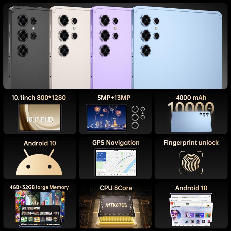 Pad 25 Ultra 10.1 Zoll 4G LTE Tablet-PC, 4GB+32GB, Android 10 MTK6755 Octa Core, AU Stecker, AU Stecker