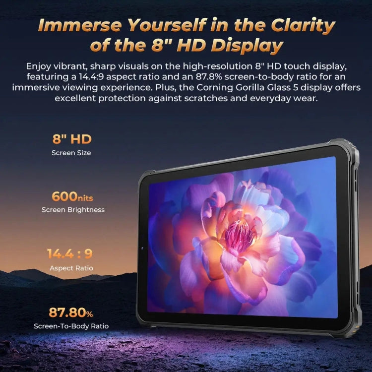 OUKITEL RT3 Pro 4G-Netzwerk IP68/IP69K Robustes Tablet, 4GB+128GB, 8,0 Zoll Android 14 MediaTek G81 Octa-Core Unterstützung Dual-SIM, EU-Stecker, RT3 Pro 4GB+128GB