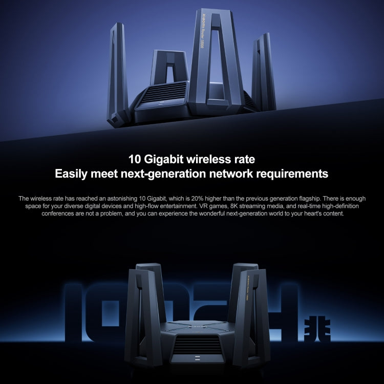 Original Xiaomi WLAN Router 10 Gigabit Tri-Band Wireless Mesh Netzwerk Spielebeschleuniger Repeater, US-Stecker, 10 Gigabit