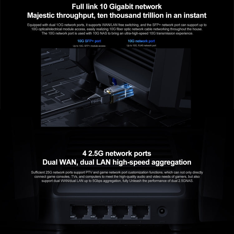 Original Xiaomi WLAN Router 10 Gigabit Tri-Band Wireless Mesh Netzwerk Spielebeschleuniger Repeater, US-Stecker, 10 Gigabit