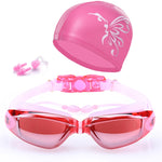 Hochauflösende Wasserdichte Nebelfreie Schwimmbrille mit Schwimmkappe, Schwimmbrille mit Kappe (Schwarz), Schwimmbrille mit Kappe (Pink), Schwimmbrille mit Kappe (Blau)