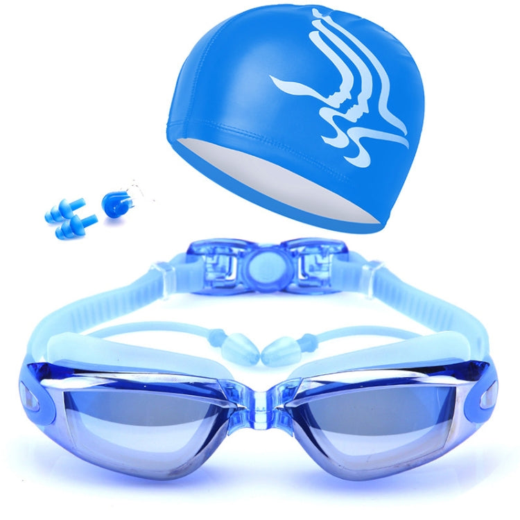 Hochauflösende Wasserdichte Nebelfreie Schwimmbrille mit Schwimmkappe, Schwimmbrille mit Kappe (Schwarz), Schwimmbrille mit Kappe (Pink), Schwimmbrille mit Kappe (Blau)