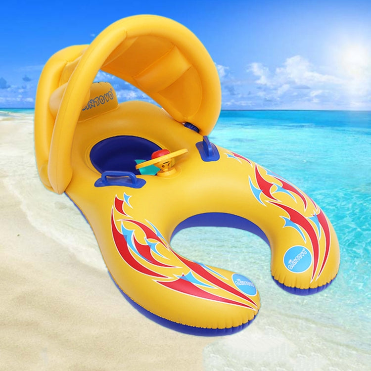 Wasser Spaß Kinder Sonnenschutz Schwimmring Yacht, Größe: 100x70cm, Gelbes Muster, Blaues Meeresfischmuster, Beiges Meeresfischmuster