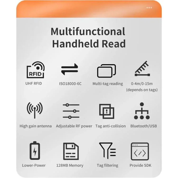 Long Range RFID UHF Portable Handheld Bluetooth Reader, Stil: Standard, Standard, EU-Stecker, Standard, US-Stecker, Standard, UK-Stecker