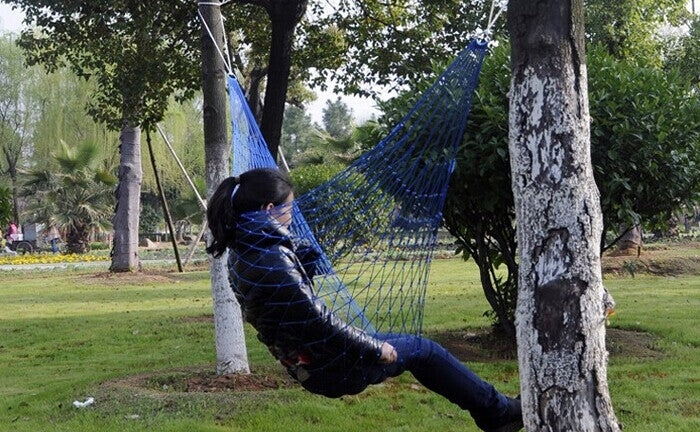 Outdoor Color Mesh Hammock, 2PCS Orange Section, 2PCS Green, 2PCS Dark Blue Section, 2PCS Red Section