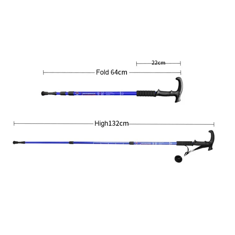 132cm Outdoor-Teleskop-Wanderstock, dreiteilig, Silber