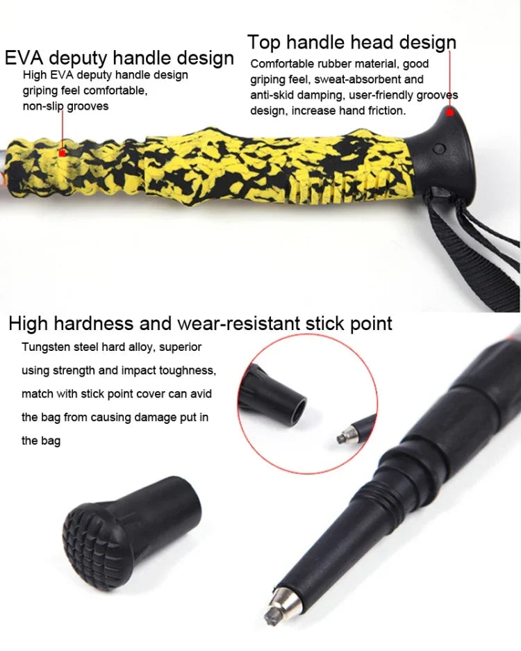 135cm Verstellbare Portable Outdoor Aluminium Trekkingstöcke, Rot#135cm, Grün#135cm