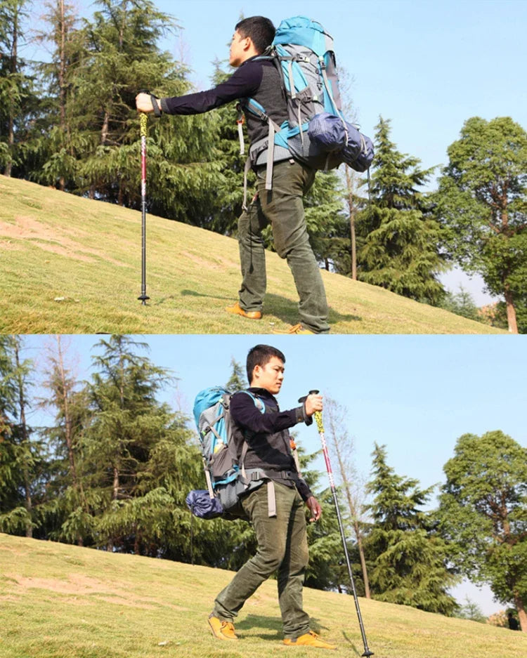 135cm Verstellbare Portable Outdoor Aluminium Trekkingstöcke, Rot#135cm, Grün#135cm
