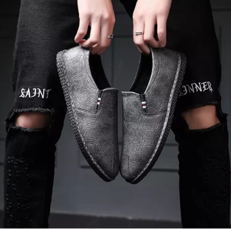 Lässige atmungsaktive Lederschuhe mit rundem Kopf für Herren, 43