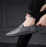 Lässige atmungsaktive Lederschuhe mit rundem Kopf für Herren, 43