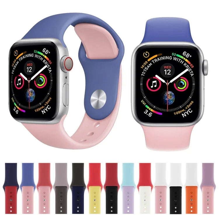Zweifarbiges Silikon-Uhrenarmband für Apple Watch Series 3, 2 und 1 42 mm (Hellblau + Hellrosa)