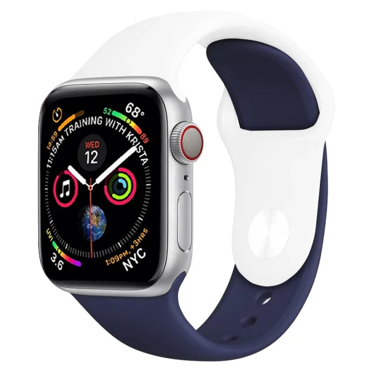 Zweifarbiges Silikon-Uhrenarmband für Apple Watch Series 3, 2 und 1 (38 mm) (Weiß + Rot)