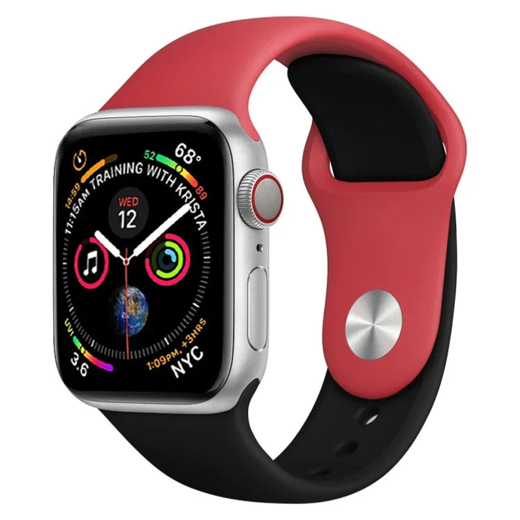 Zweifarbiges Silikon-Uhrenarmband für Apple Watch Series 3, 2 und 1 (38 mm) (Weiß + Rot)