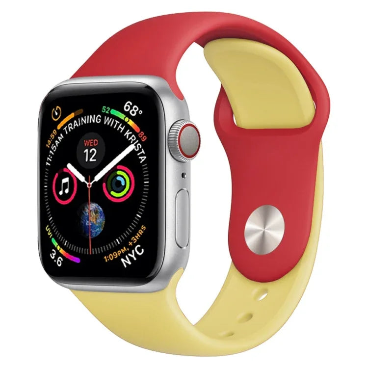 Zweifarbiges Silikon-Uhrenarmband für Apple Watch Series 3, 2 und 1 (38 mm) (Weiß + Rot)