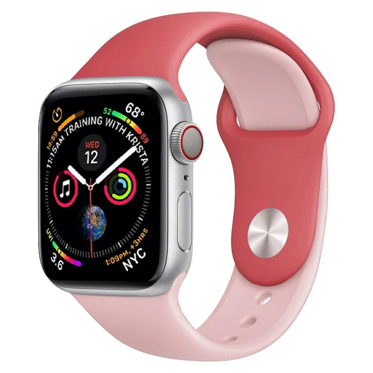 Zweifarbiges Silikon-Uhrenarmband für Apple Watch Series 3, 2 und 1 (38 mm) (Weiß + Rot)