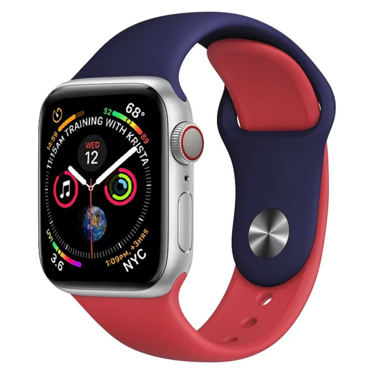 Zweifarbiges Silikon-Uhrenarmband für Apple Watch Series 3, 2 und 1 (38 mm) (Weiß + Rot)