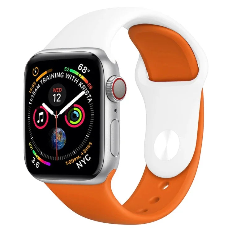 Zweifarbiges Silikon-Uhrenarmband für Apple Watch Series 3, 2 und 1 (38 mm) (Weiß + Rot)