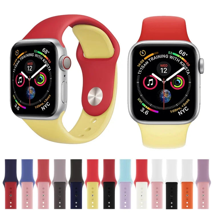 Zweifarbiges Silikon-Uhrenarmband für Apple Watch Series 3, 2 und 1 (38 mm) (Weiß + Rot)