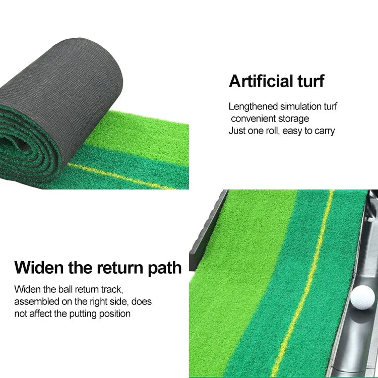 PGM 3m Golf Indoor Swing Grip Putting Trainer Übungsmatte mit automatischem Ballrücklauf, 3m