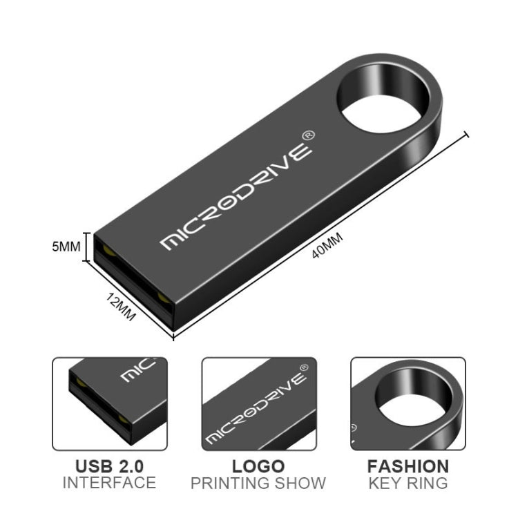 MicroDrive 16GB USB 2.0 Metall Wasserdicht Hochgeschwindigkeits U-Disk (Grau), 16GB