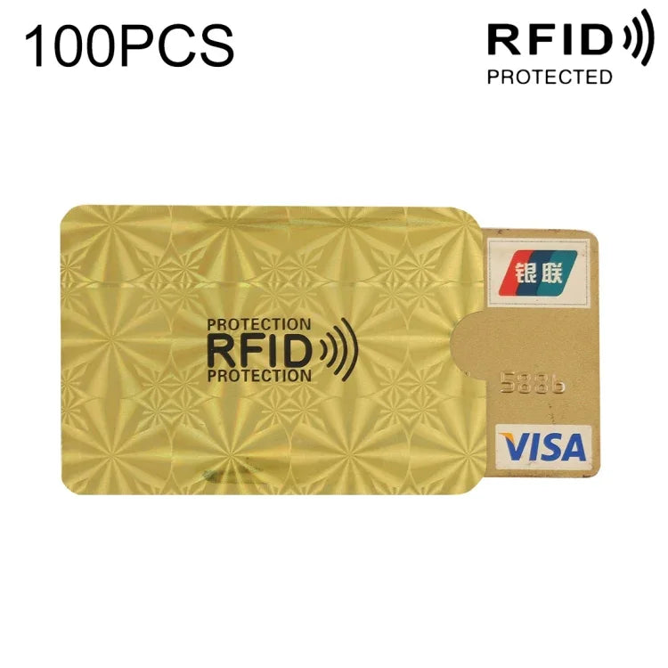 100 Stück Aluminiumfolie RFID-blockierende Kreditkarten-ID-Bankkartenhülle, Größe: 9 x 6,3 cm