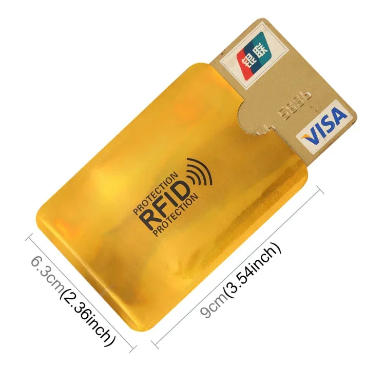 100 Stück Aluminiumfolie RFID-blockierende Kreditkarten-ID-Bankkartenhülle, Größe: 9 x 6,3 cm